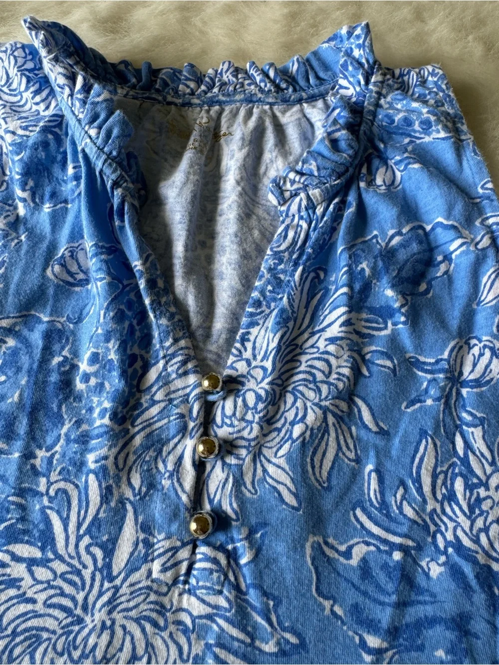 Lilly Pulitzer Blue & White Tiered V-Neck Maxi Dress
